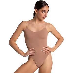 Capezio Women's Camisole Leotard with Clear Transition Straps, Suntan, Medium
