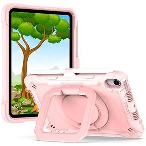 Geschikt voor iPad Air4 11 ""/Air5 kleurrijke siliconen tablet shell iPad 11 inch Drop-resistente achterkant case met Screen Protector Potlood Houder en armband beugel (roze)