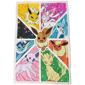 HÔMADICT Pokémon sherpa-deken, 100 x 150 cm, zachte en warme fleecedeken, Eevee, hoge kwaliteit en comfortabel, officiële licentie