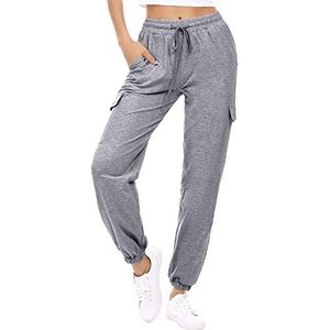 Doaraha joggingbroek dames sportbroek hardloopbroek lang katoen - met 4 zakken, trainingsbroek vrijetijdsbroek joggingbroek hoge taille, joggingbroek damesbroek voor sport & vrije tijd, fitness, yoga, hardlopen