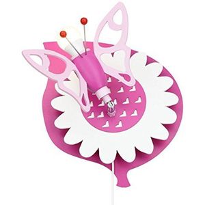 Elobra Plafondlamp vlinder, vouwbare kinderkamer wandlamp kinderlamp, draaibare spot, roze, meisjes, met E14-fitting
