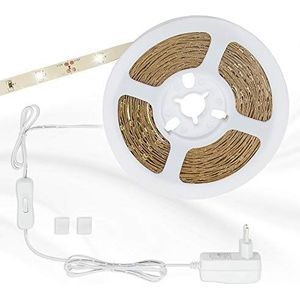 Briloner Lichten - LED strip 5m, LED Strip zelfklevend, LED strip incl. aan-/uit schakelaar, 16,5 Watt, 150x LED wit, IP20, 2261-150P, 500 x 0,8 x 0,2 cm