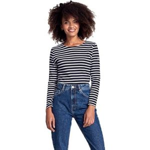 Armor Lux 04277, gestreept T-shirt met lange mouwen voor dames, Blauw (Bi8 Rich Navy/Wit), 30