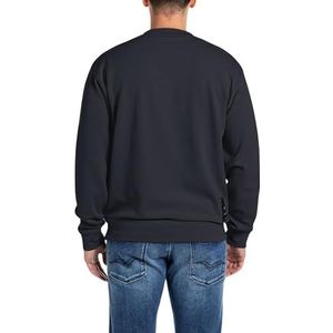 Replay Heren sweatshirt regular fit met ronde hals, 067 Night Blue, XXL