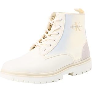 Calvin Klein Jeans Dames Eva Boot Mid Lace Up Mtr Yw0yw01493, Beige romige witte eierschaal, 37 EU