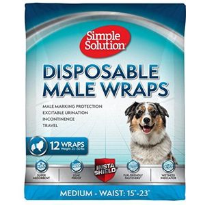 Simple Solution Wegwerp hondenluiers voor mannelijke honden | Mannelijke wraps met super absorberende lekvrije | Prikkelbaar urineren, incontinentie of mannelijke markering