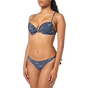 Emporio Armani Push-up BH & Strik Korte Logomania Bikini Set, Marine/Wit (Blauwe hardsteen), L
