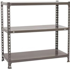 Simon Rack Ecoclick Opbergrek met 3 niveaus, 60 kg, draagvermogen en buigpunt, 900 x 1100 x 300 mm, rek voor zware belasting, garagerek, grijs