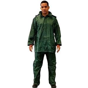 Gahibre Volledig waterpak, opvouwbare en lichte regenjas, waterdicht werkpak, waterdichte broek en jas, kleur groen, XL