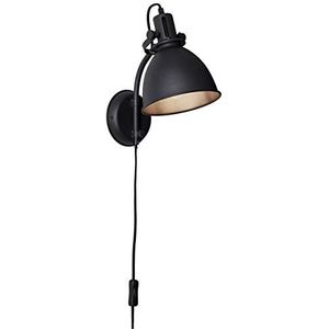 BRILLIANT lamp Jesper wandspot aanvoer en schakelaar zwart korund | 1x A60, E27, 40W, geschikt voor normale lampen (niet inbegrepen) | Schaal A ++ tot E | Met aanvoerleiding en snoerschakelaar