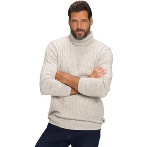 JP 1880 Heren, rolkraag, vlechtgebreide trui, zand, 4XL, zand, 4XL