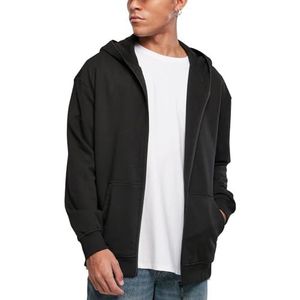 Urban Classics Heren Organic Full Zip Hoody, Heren Capuchontrui, verkrijgbaar in vele verschillende kleuren, maten S tot 5XL, zwart, L