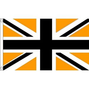 Verenigd Koninkrijk zwart en oranje vlag 150x90cm - Union Jack vlag - UK 90 x 150 cm - Vlaggen - AZ VLAG