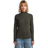 A lijn Slim Rib Mock t ls wmn, grijs (Asfalt D26905-e136-995), XXS