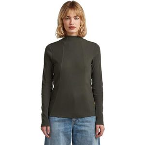 A lijn Slim Rib Mock t ls wmn, grijs (Asfalt D26905-e136-995), XXS