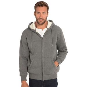 JP 1880, Heren grote maten, hoodiejack, outdoor, sweatjack, capuchon, teddyvoering, ritssluiting, tot 8 XL, grijs melange, 3XL grote maten