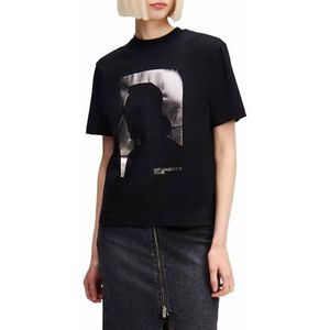 Karl Lagerfeld Jeans, Dames, Regular Korte Mouw Karl Tee, Regular Fit, Zwart, M