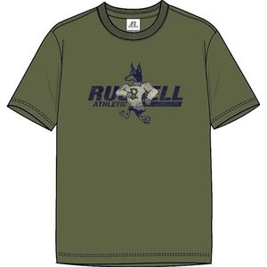 RUSSELL ATHLETIC Heren Security-s/S T-shirt met ronde hals, Olivijn, XXL