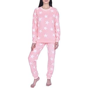 Sleepdown Dames Dames Luxe Ster Super Zachte Pluche Fleece Pyjama Set Warm Cosy Zachte Loungewear Nachtkleding, roze, S