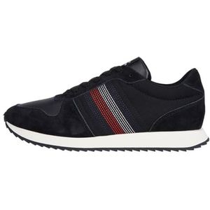 Tommy Hilfiger Heren Runner Evo Mix Stitch Mid Top, zwart, 9 UK, Zwart, 43 EU