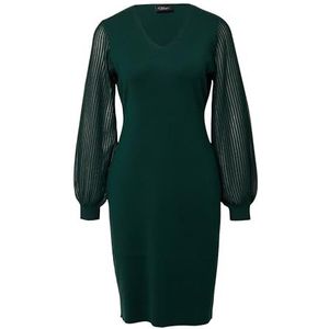 s.Oliver BLACK LABEL - Midi Jurk - Petrol - V-hals - Lange Mouwen