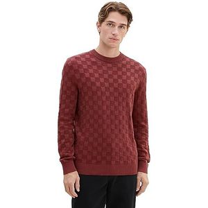 TOM TAILOR Basic gebreide herentrui met structuur, 32220-Burned Bordeaux Red, XXL