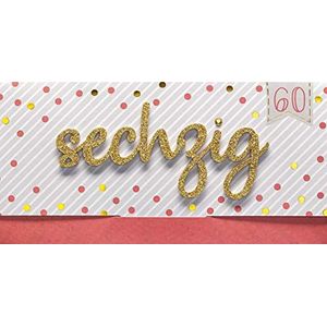 Perleberg Hoogwaardige verjaardagskaart met gouden letters - edele kaart voor de 60e verjaardag met envelop - mooie verjaardagskaarten 11 x 22 cm - kaart verjaardag voor een geslaagde verrassing