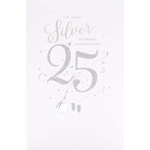 UK Greetings 25e huwelijksverjaardagskaart voor een speciaal stel - zilveren ontwerp - Thinking of You Range
