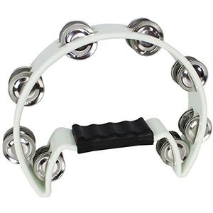 A-Star Half Moon Tambourine, Double Jingle Bell Cutaway met ergonomische handgreep - Zangers, bands, muzikanten, muzieklessen - Wit