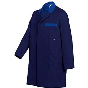 BP 1484-400-0110-34/37 versterkte katoenen werkjas, verborgen drukknoopband, donkerblauw/koningsblauw, maat 34/37