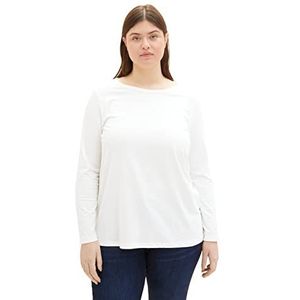 TOM TAILOR Dames T-shirt met lange mouwen 1035927, 10315 - Whisper White, 44 Grote maten
