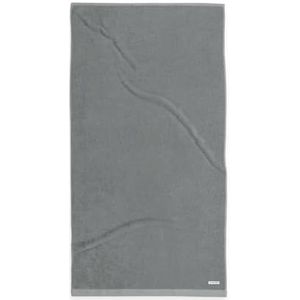 TOM TAILOR douchehanddoek, 70 x 140 cm, 100% katoen/badstof, met twee hangers en label met logo, Color Bath Towel grijs (Moody Grey)