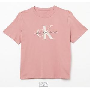 Calvin Klein Jeans Dames SS Monologo Crewneck Tee 00040WL260, S/S T-shirt, roze, XL, Roze (Dusty Rose), XL