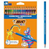 BIC Kids Evolution Kleurpotlodenset, metalen emmer Pack of 36 gesorteerde kleuren