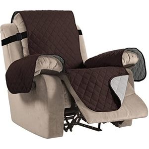 BellaHills Omkeerbare gewatteerde fauteuilhoezen waterbestendige meubelbeschermer voor fauteuil met elastische banden voor huisdieren kinderen zitbreedte tot 22 inch (fauteuil, bruin/beige)
