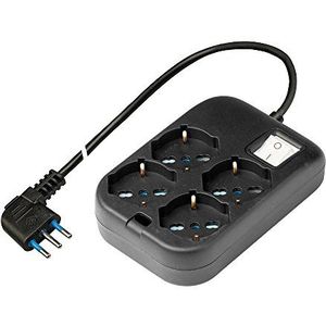POLY POOL - PP2504.2XL vierkant meervoudig stopcontact met 4 stopcontacten P40 pluristandaard - meervoudige stekkerdoos met ruimtebesparende stekker groot 16 A - meervoudige stekkerdoos kabel 1,5 m en