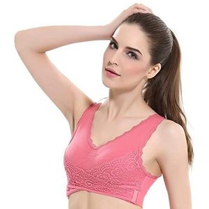 HORISUN Naadloze Bh's Volledige Dekking Draadloze Push-Up Bh Voor Dames Comfort Kanten Met V-Halsondersteuning BH Voor Dames (Grijs XL