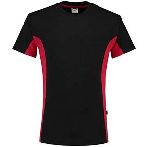 Tricorp 102002 Workwear Bicolor borstzak T-shirt, 100% gekamd katoen, 190g/m², zwart rood, maat 5XL