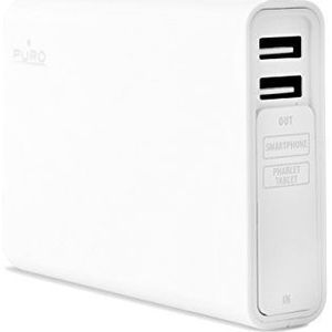 Puro BB104C2WHI accu voor smartphone/tablet, 10400 mAh, 2 USB/3.1 A, wit