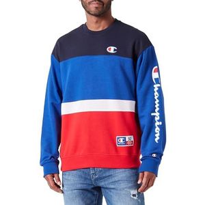 Champion Legacy Retro Sport Heavy Spring Terry Color Block Crewneck Sweatshirt voor heren, blauw/elektrisch/rood/marineblauw/wit/grijs, XXL