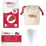 Sileu Menstruatiecup Rose - Normale en zware doorstroming - Siliconen van medische kwaliteit - Vrouwenverzorging - Tampon en maandverband Alternatieve bescherming voor vrouwelijke hygiÃ«ne - Grootte L, Transparant