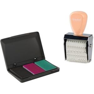 Trodat Creative Mini stempelset sierlijsten om creatief vorm te geven – 12 afdrukken, Duits, creatieve stempels in pastelcrème incl. stempelkussen in roze, zwart, groen, 30 x 5 mm