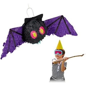 Relaxdays pinata vleermuis, voor jongens & meisjes, verjaardag, Halloween, zelf vullen, decoratie, papier, zwart