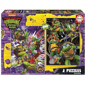 Educa - Ninja Turtles | 2 puzzels met elk 500 delen | 34 x 48 cm | Inclusief Fix puzzellijm | Vanaf 11 jaar (19916)