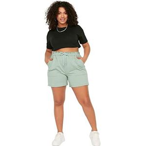 Trendyol Dames normale taille rechte pijpen normale plus size shorts en bermuda shorts, groen, 5XL, GROEN, 5XL Groot, Groen, 5XL stor