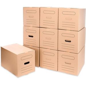Only Boxes, AMA600 verhuisdozen, 10 stuks, verhuisdozen, opbergdoos met handgrepen voor eenvoudig gebruik, afmetingen 50 x 30 cm, dubbelkanaalkarton, zeer robuust, 100% milieuvriendelijk