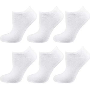 Nur Die Set van 6 sneakersokken van zacht en ademend katoen, korte sokken voor dames, wit, 35-38 EU