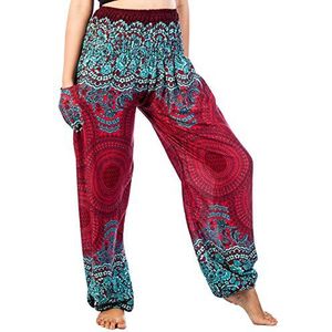 Lofbaz Harembroek voor dames, yogabroek, pompbroek, hippiebroek, boho-kleding, festivaloutfit, zomerbroek, lichte zomerbroek, M