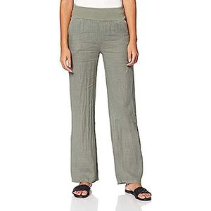 Bonateks, Vloeiend recht gesneden broek met zakken en elastische tailleband, EU-maat: 36, Amerikaanse maat: S, kaki - Made in Italy, groen, 36