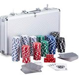 Relaxdays Pokerkoffer Pokerset met 300 Laser Chips en 2 Kaartspellen
